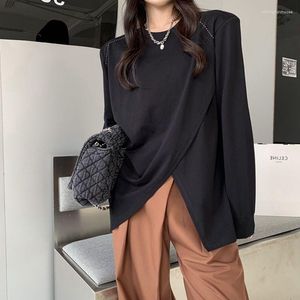 Women's T Shirts Large Size Meat Cover Super Thin Korean Version Of Spring And Autumn Irregular Long Sleeve Shirt T-shirt Base