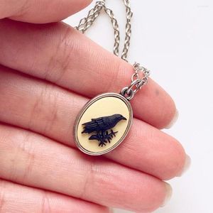 Hänge halsband Raven Cameo Halsband Crow smycken Edgar Allan Poe Gift