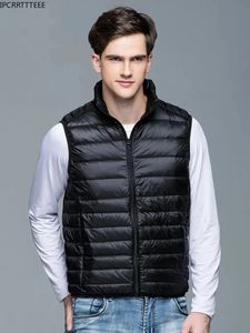 Homens para baixo parkas primavera outono para baixo colete jaquetas leve empacotável puffer sem mangas colete casacos 231010