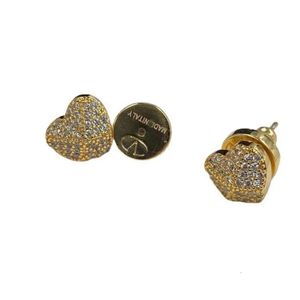 Valentian Nu Küpe Tasarımcı Mücevherleri Orijinal Kalite Kalp Şeklinde Elmas Kaplama 18K Altın Küpe Niş Tasarım 925 Gümüş İğne Küpe