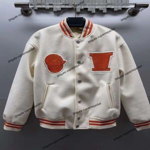 Giacca bianca di marca primavera / autunno 2023 nuova moda ricamata a mano da baseball da uomo e da donna cappotto corto casual OW coppia abbigliamento top di lusso