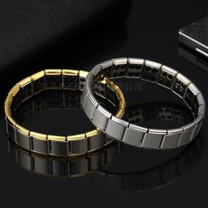 Link chain ed pulseira magnética de aço inoxidável para mulheres cura pulseira equilíbrio saúde homens cuidados jóias175r