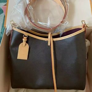 Klassiskt brunt blommor läderhorn handväska äkta läder tote axel kvinnors kedja underarmsäck avslappnad en axel crossbody väskor 25 cm med serienummer