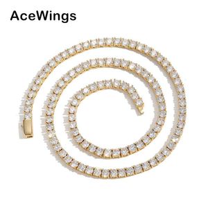 Smooth Spring Buckle Tennis Copper Set Zircon Single Row Chain Hot Selling Hip Hop Full Diamond Necklace