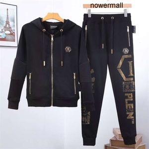 Комплекты Plein Philipps Sporting pp BEAR Jogger Мужская КУРТКА С КАПЮШОНОМ Куртки БРЮКИ CRYSTAL Su281v ЧЕРЕП Спортивный костюм Брюки Мужские толстовки Повседневные спортивные костюмы A23U