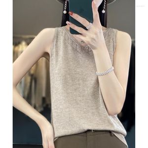 Women's Tanks Summer V-Neck Wool Kni Sleeveless Slim Girls' Fashion Edition