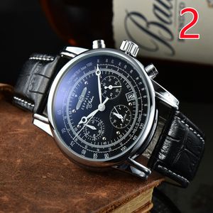 Zeppeli handledsklockor för män 2023 MENSVARVAR SIX Needles All Dials Work Quartz Wastch Top Luxury Brand Chronograph Clock Leather Belt Fashion Holiday Present