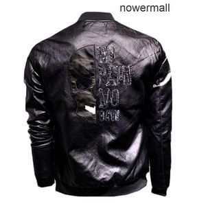 Skull Trend Thin Leather Jacket Man Plein Korean Style Slim Leather Clothes Philipps Cool Street Clothes Hip Hop PP Jacka PU Autumn Coat 211118 Hot Sale JBO5