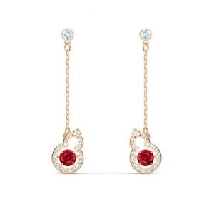 Brincos swarovski designer de luxo moda feminina coração vermelho diamante borla cabaça brincos swarovski elemento feminino