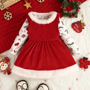 Clothing Sets 2pcs Baby Kid Black Chrismas Party Cosplay Romper Dress Girls Performance Stage Dance Wear Costume Set Clothes 231010