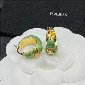 18K Gold Luxus Ce Marke Designer Ohrringe Kreis Hoop Huggie Candy Farbe Ohrringe Retro Vintage Charme Grün Rosa Gelee Ohrring Ohrringe Frauen Mädchen Schmuck