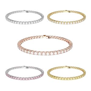 Bracciale Swarovski Gioielli Di Design Bracciale Di Qualità Originale Da Donna A Fila Singola Piena Di Diamanti Con Elementi Di Cristallo Semplice E Meticoloso