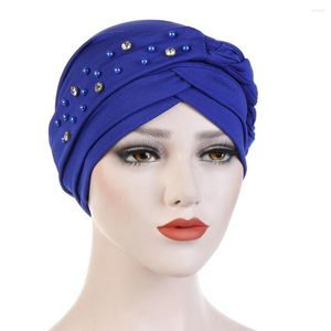 Ethnic Clothing Beading Muslim Women Hijab Braids Inner Hat Bonnet Chemo Cap Hair Loss Cancer Turbante Head Wrap Cover Femme Solid