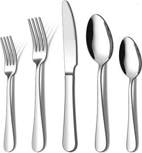 Dinnerware Sets 20 Piece Silverware Flatware Cutlery Set Stainless Steel Utensils Service For 4 Include Knife Fork Spoon Dishwasher Safe