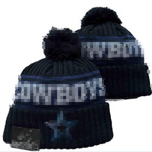 Kovboylar Beanies Bobble Hats Beyzbol Top Kapakları 2023-24 Moda Tasarımcı Kova Şapk Tıknaz Tap Fux Pom Beanie Noel Spor Örgü Şapka A14