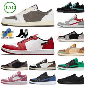 Travis 1 1s Mens 여성 농구화 Jorden1s Low Palomino 선인장 잭 역전 Mocha Black Phantom Olive Cicatago Chicago Fierce Pink Wolf Grey 트레이너 스니커즈