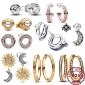 2023 neue 925 Silber frauen Kreative Sonne Mond Logo Ring Perle Ohrringe frauen Festival Hohe Qualität Geschenk