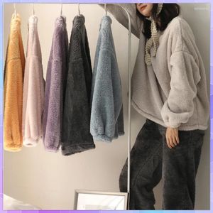 Home Clothing Solid Winter Warm Women Pyjamas Sets Thick Plus Velvet Long Sleeve Sleepwear Flannel Pajama Loose Suit