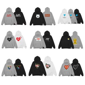 Designer Hoodies Humano Feito Hoodie Pulôver Moletons Solto Manga Longa Urso Pato Bonito Animal Carta Imprimir Mens Mulheres Algodão Com Capuz Oversized S-XL