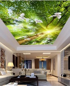 壁紙サンシャインフォレストリビングルームベッドルーム天井3D壁紙風景天井ホームデコレーション