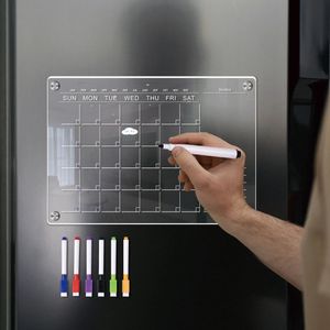 Fridge Magnets Dry Wipe Calendar Plan White Board Transparent Acrylic Magnetic Refrigerator Sticker 2023 231010
