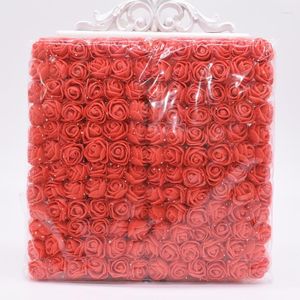 Decorative Flowers 144Pcs 2cm Mini Foam Rose Artificial With Tulle For Bear Or Handmade Decor Birthday Gift Wedding Party Decoration