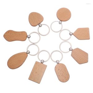 Keychains 5st Simple Oavslutade tomma graverbara Beechwood -taggar Pendant Dog Pet ID Wood Tag Keychain Key Chains Ring Party Gift