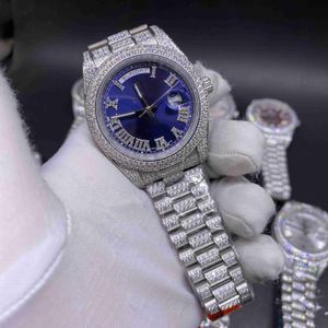 Diamant-Uhr, automatische mechanische Herrenuhren für Herren, 41 mm, Edelstahl, wasserdicht, blaues Zifferblatt, klassische Business-Designer-Armbanduhr