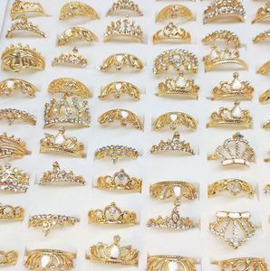 Cluster Rings Crown with rhinestones randomly sends alloy rings 100PCS/SET