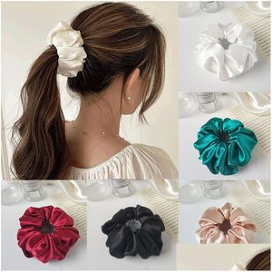 Hair Accessories Fashion Satin Silk Women Birds Nest Elastic Hair Bands Large Scrunchies Bow Bun Ponytail Holder Clips Accessories Hai Dhrkh