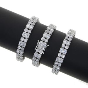 New Lab bracciale con diamanti catena da tennis con zirconi cubici donna uomo coppia fidanzamento matrimonio placcato argento gioielli bling ghiacciati199F