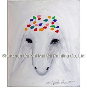 絵画kadishman menasheアーティスト手作りの抽象ヘッドヒツジキャンバス現代アート白い動物絵画のための白い動物絵画231010