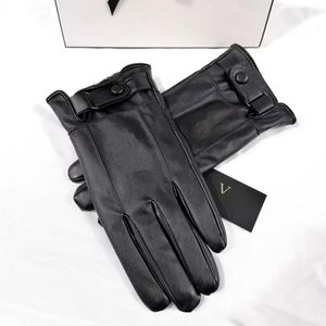 Women Leather Gloves Mittens Gloves Warm Cycling Driving Fashion Women Winter Warm Black Outdoor Leather Glove