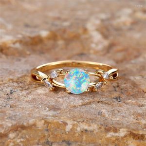 Wedding Rings Fashion Marquise White Inlaid Zircon Ring Cute Opal Vintage Twist Gold Color For Women Crystal Jewelry Gift