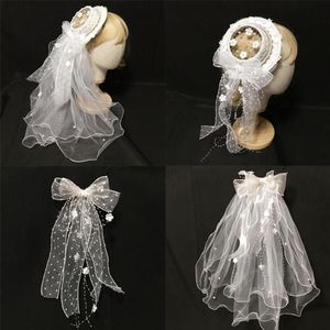 Berretto da donna Tea Party Decorazioni in filato trasparente Cappello Accessori per la testa della sposa Cappelli a tesa larga210c