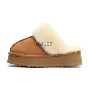 Slippers Classic Australia 100% Genuine Cowhide Leather Women Fashion Winter Indoor Suede Slippers Ladies Home Platform Warm Shoes x1011