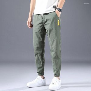 Pantaloni da uomo estivi in seta di ghiaccio da uomo sportivi pantaloni casual da esterno vita elastica con coulisse comodi pantaloni lunghi larghi da uomo freschi 5XL