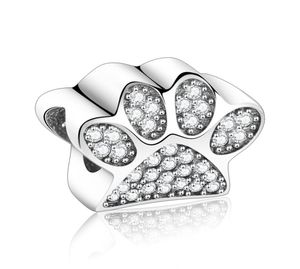 925 Sterling Silver Toy Dog Print Bear Paw Zircon Stone Beads Fit Original Charm Bracelet for BerloqueDIY3164178