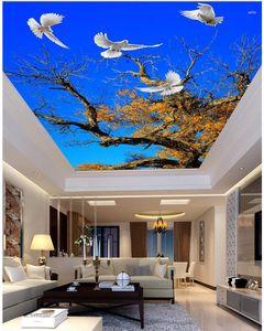 Tapeten Wald Blauer Himmel Decke Wohnzimmer Schlafzimmer 3D Tapete Landschaft Papel Parede Wandbild