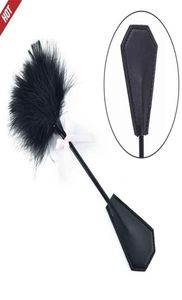 New Erotic Bdsm Feather Tickled Whip Bondage Punish Fetish Leather Spanking Paddle Play Flogger Lover Riding Crop Pony Sex Toy2152461