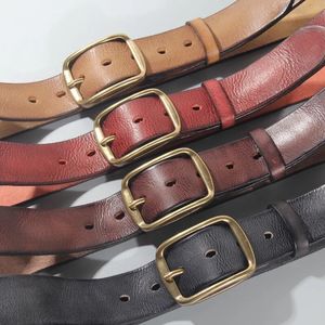Other Fashion Accessories Men's Retro Cowhide Leather Belt Solid Copper Pin Buckles Men's Metal Luxury Belt Pank Rock Style Jeans Wide Waist Belt 231011
