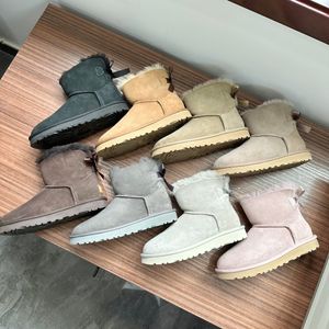 Mulheres Botas Austrália Chinelos Tasman Tazz Designer Plataforma Bota de Inverno Menina Bota de Neve Clássica Tornozelo Meio Joelho Bota de Pele Preto Castanha Rosa Bowtie Sapatos de Fita de Seda