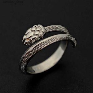 Other Fashion Accessories 2023 Vintage 925 Silver Snake Ring Slytherin Symbol Silver Plated Snake Bone Ring For Men Halloween Jewelry Gifts Q231011