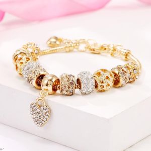 Charm-Armbänder Europäisches Armband -CZ Micro Pave Bead Armreif mit Liebesherz Schmuck Geschenke für Sie - Frau Schwester