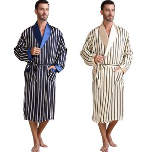 Roupões masculinos Mens Silk Satin Pijama Pijamas Pijamas Robe Robes Camisola Loungewear U.S.S.M L XL 2XL 3XL Plus Striped_ Gifts 231011