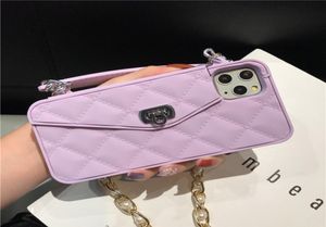 Cüzdan Çanta Crossbody Telefon Kılıfı iPhone 11 için PRO XS MAX XR X 6S 8 7 Artı 12 Kart Yuva Çanta Silikon Kapağı Strap Chain1341800