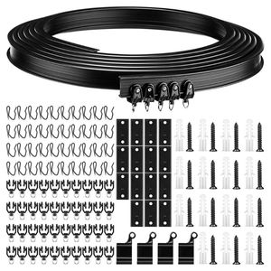 Vorhangstangen, flexibles Deckenschienen-Set, 5 m, biegbares Fenster, Raumteiler, Zubehör für Wohnzimmer, Badezimmer, verstellbare Halterung 231010