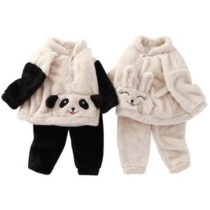 Conjuntos de roupas outono inverno crianças pijama conjunto bonito urso coelho flanela loungewear macio crianças pijamas meninos meninas roupas quentes sleepwear terno 231010