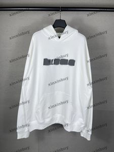 Xinxinbuy Men Designer Bluza z kapturem Paris Zniszczona litera Drukuj Kobiety Czarny szary żółty biały