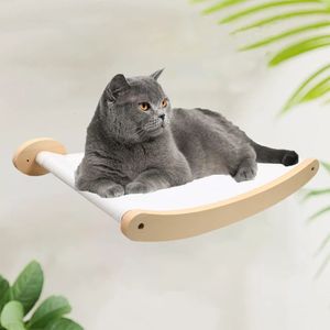 Arranhadores de móveis para gatos Rede de madeira para gatos Pendurada Cama de gato montada na parede Estrutura de escalada para dormir brincando Móveis de casa na árvore 48 cm 231011